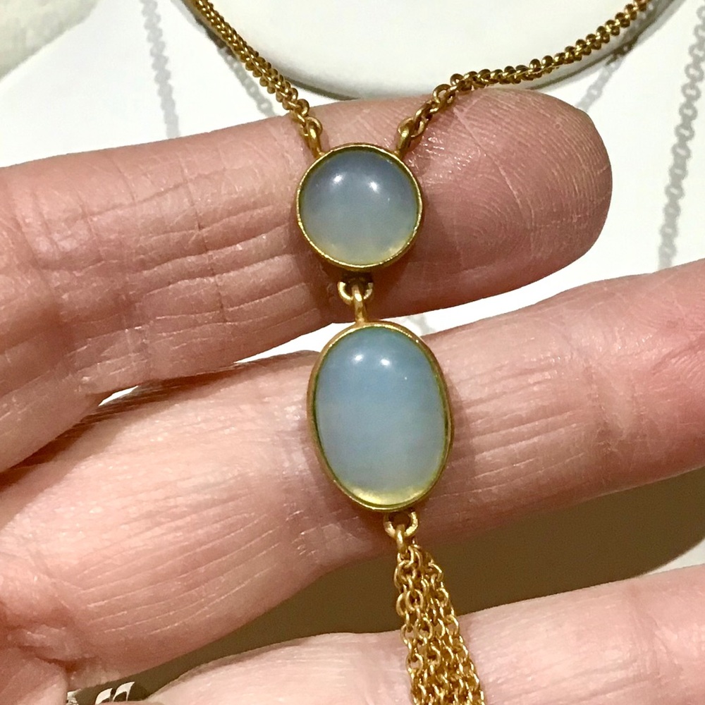 🌺Long Gold and Blue Tassel Necklace - Picture 5 of 8